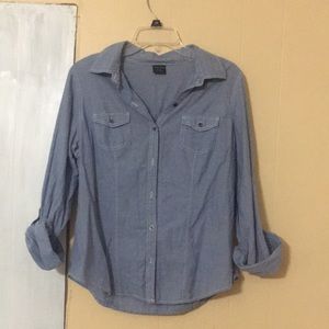 Faded Glory jean blue button up long sleeve shirt